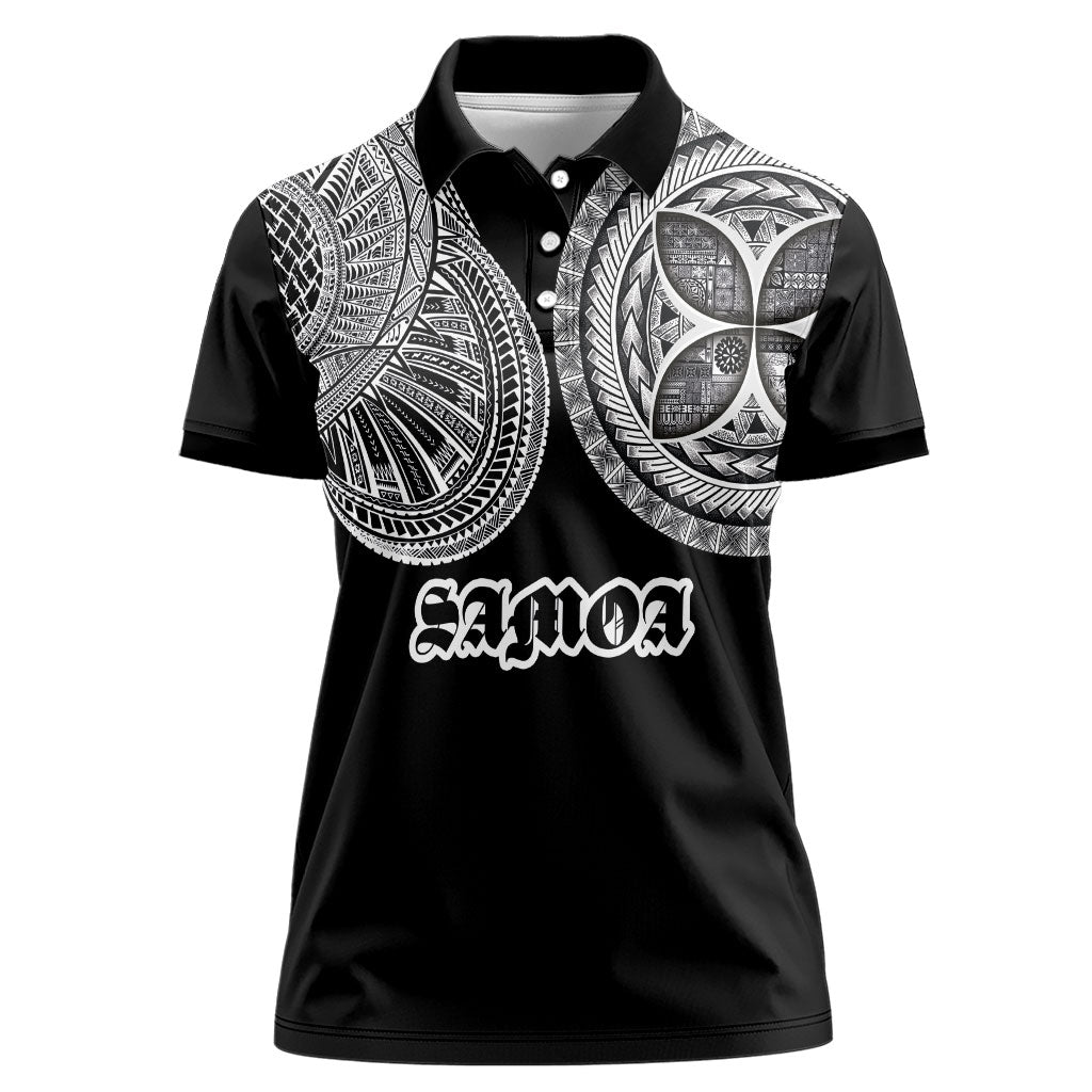 Samoa Traditional Tattoo Women Polo Shirt Tribal Tatau Pattern LT03 Female Black - Polynesian Pride