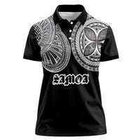 Samoa Traditional Tattoo Women Polo Shirt Tribal Tatau Pattern LT03 Female Black - Polynesian Pride