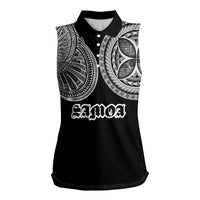 Samoa Traditional Tattoo Women Sleeveless Polo Shirt Tribal Tatau Pattern LT03 Female Black - Polynesian Pride