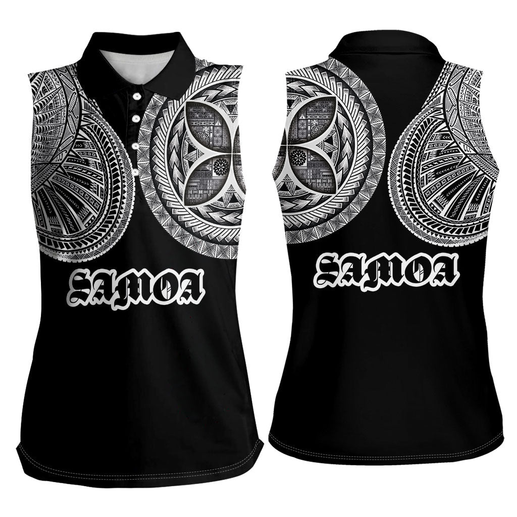Samoa Traditional Tattoo Women Sleeveless Polo Shirt Tribal Tatau Pattern LT03 - Polynesian Pride