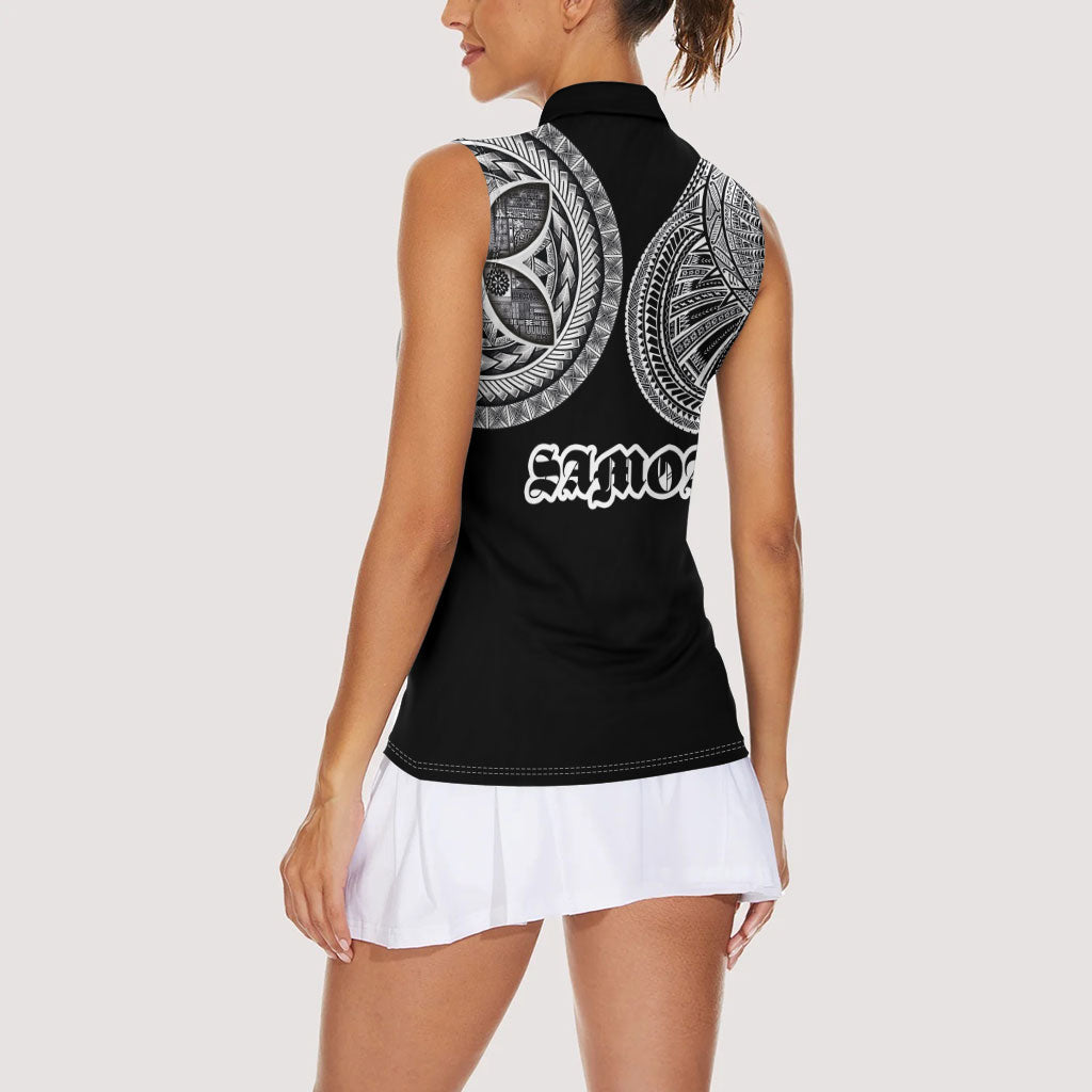 Samoa Traditional Tattoo Women Sleeveless Polo Shirt Tribal Tatau Pattern LT03 - Polynesian Pride