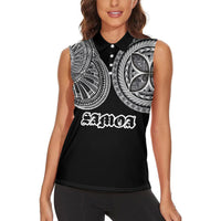 Samoa Traditional Tattoo Women Sleeveless Polo Shirt Tribal Tatau Pattern LT03 - Polynesian Pride