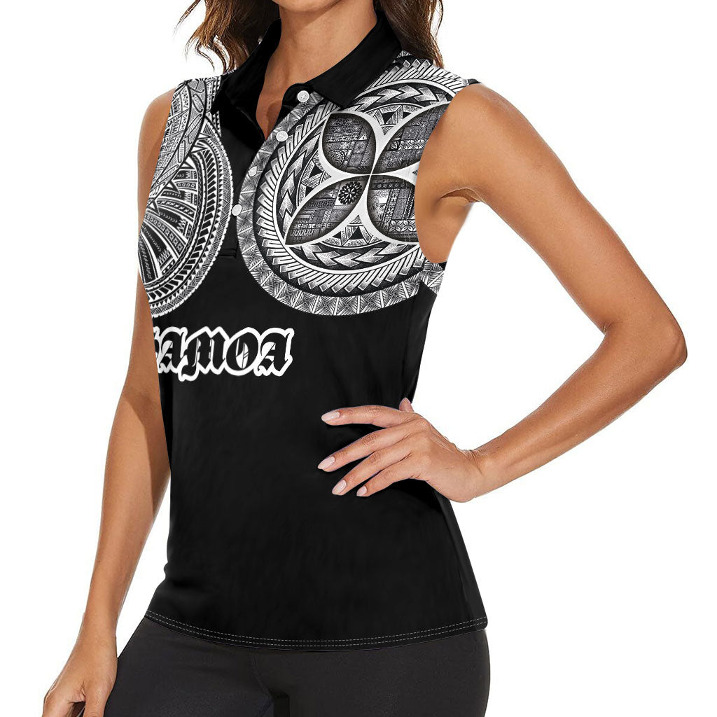 Samoa Traditional Tattoo Women Sleeveless Polo Shirt Tribal Tatau Pattern LT03 - Polynesian Pride