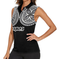 Samoa Traditional Tattoo Women Sleeveless Polo Shirt Tribal Tatau Pattern LT03 - Polynesian Pride