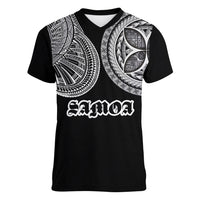 Samoa Traditional Tattoo Women V-Neck T-Shirt Tribal Tatau Pattern LT03 Female Black - Polynesian Pride