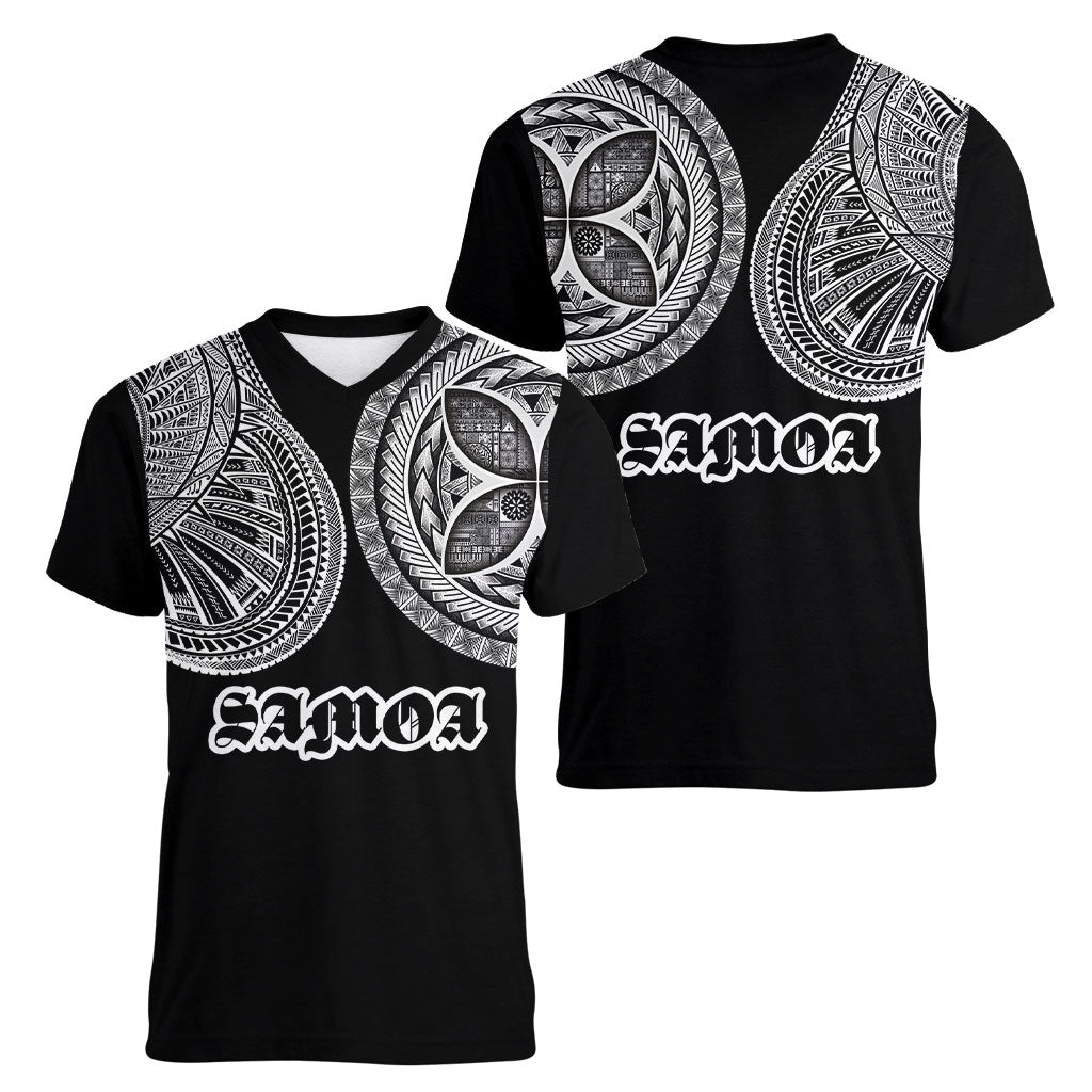 Samoa Traditional Tattoo Women V-Neck T-Shirt Tribal Tatau Pattern LT03 - Polynesian Pride