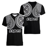 Samoa Traditional Tattoo Women V-Neck T-Shirt Tribal Tatau Pattern LT03 - Polynesian Pride