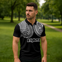 Samoa Traditional Tattoo Zipper Polo Shirt Tribal Tatau Pattern LT03 - Polynesian Pride