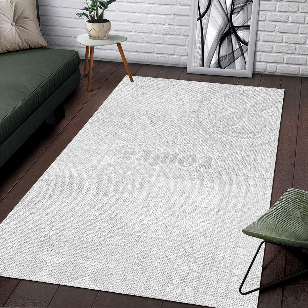 Samoa Lotu Tamaiti Area Rug Tribal Tatau with Siapo Pattern LT03 White - Polynesian Pride