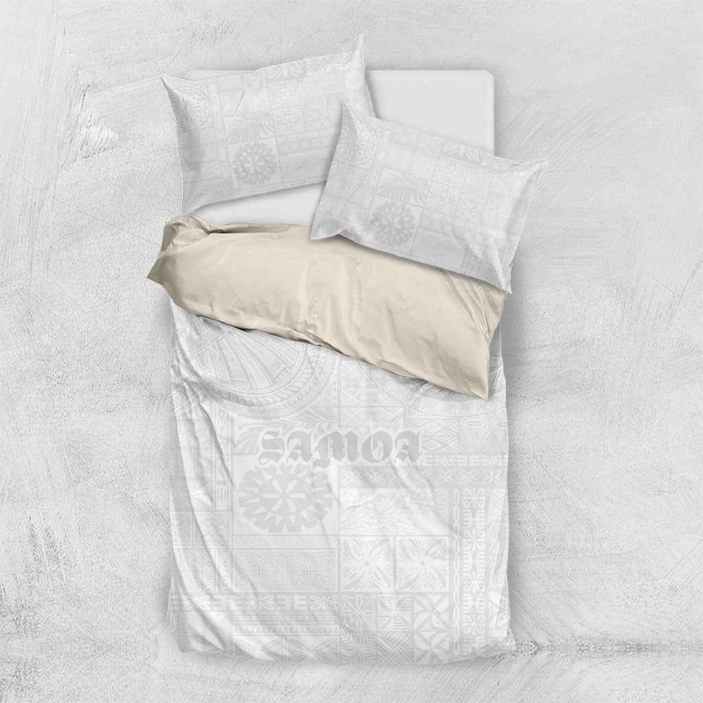 Samoa Lotu Tamaiti Bedding Set Tribal Tatau with Siapo Pattern LT03 US Twin 172cm x 218cm White - Polynesian Pride