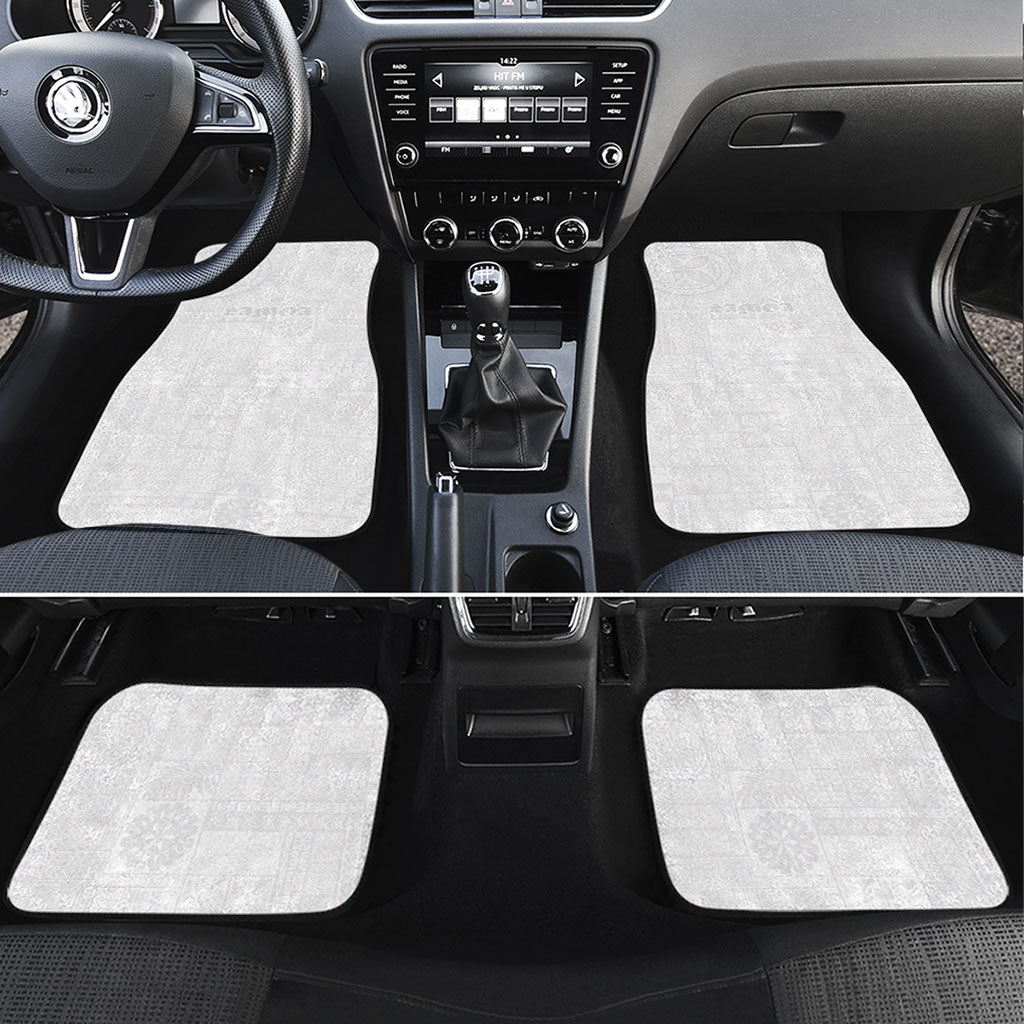Samoa Lotu Tamaiti Car Mats Tribal Tatau with Siapo Pattern LT03 Set 4pcs White - Polynesian Pride