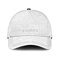 Samoa Lotu Tamaiti Classic Cap Tribal Tatau with Siapo Pattern LT03 Universal Fit White - Polynesian Pride