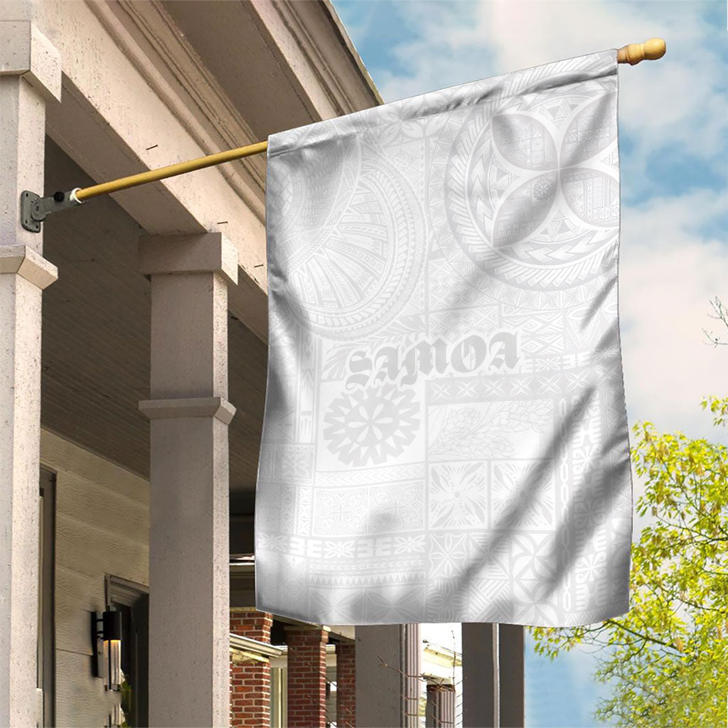 Samoa Lotu Tamaiti Garden Flag Tribal Tatau with Siapo Pattern LT03 House Flag White - Polynesian Pride