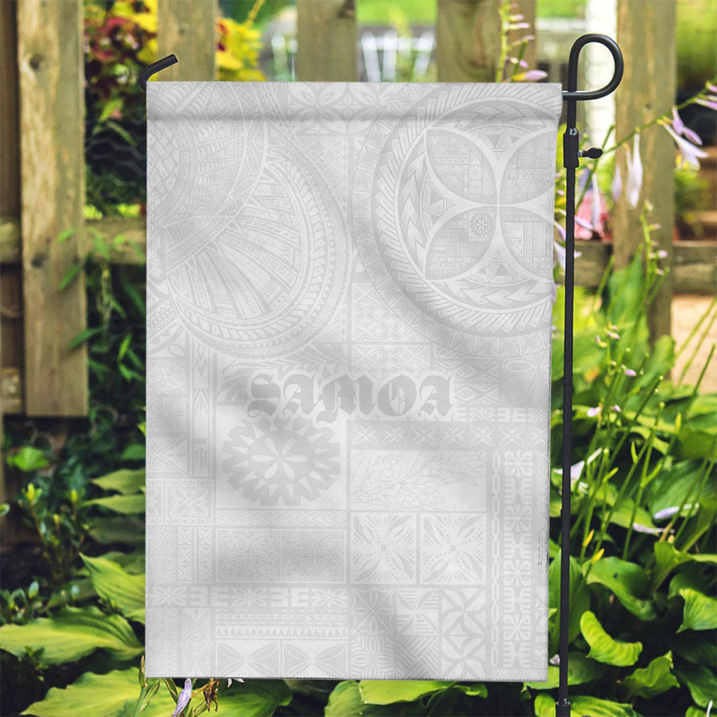 Samoa Lotu Tamaiti Garden Flag Tribal Tatau with Siapo Pattern LT03 Garden Flag White - Polynesian Pride