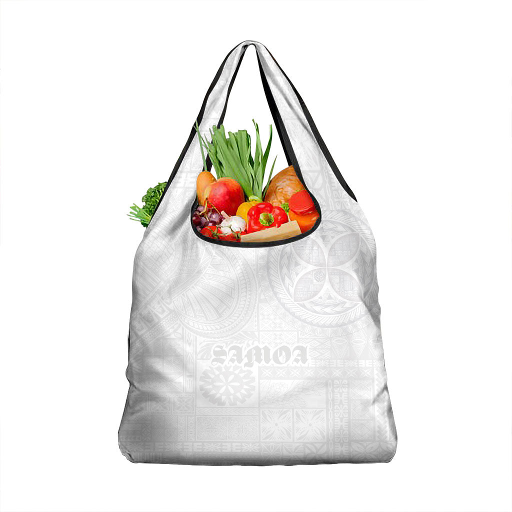 Samoa Lotu Tamaiti Grocery Bag Tribal Tatau with Siapo Pattern LT03 1-pack One Size White - Polynesian Pride