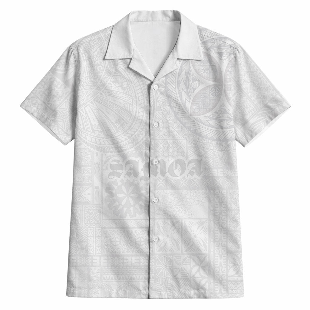 Samoa Lotu Tamaiti Hawaiian Shirt Tribal Tatau with Siapo Pattern LT03 White - Polynesian Pride