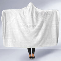 Samoa Lotu Tamaiti Hooded Blanket Tribal Tatau with Siapo Pattern LT03 One Size White - Polynesian Pride