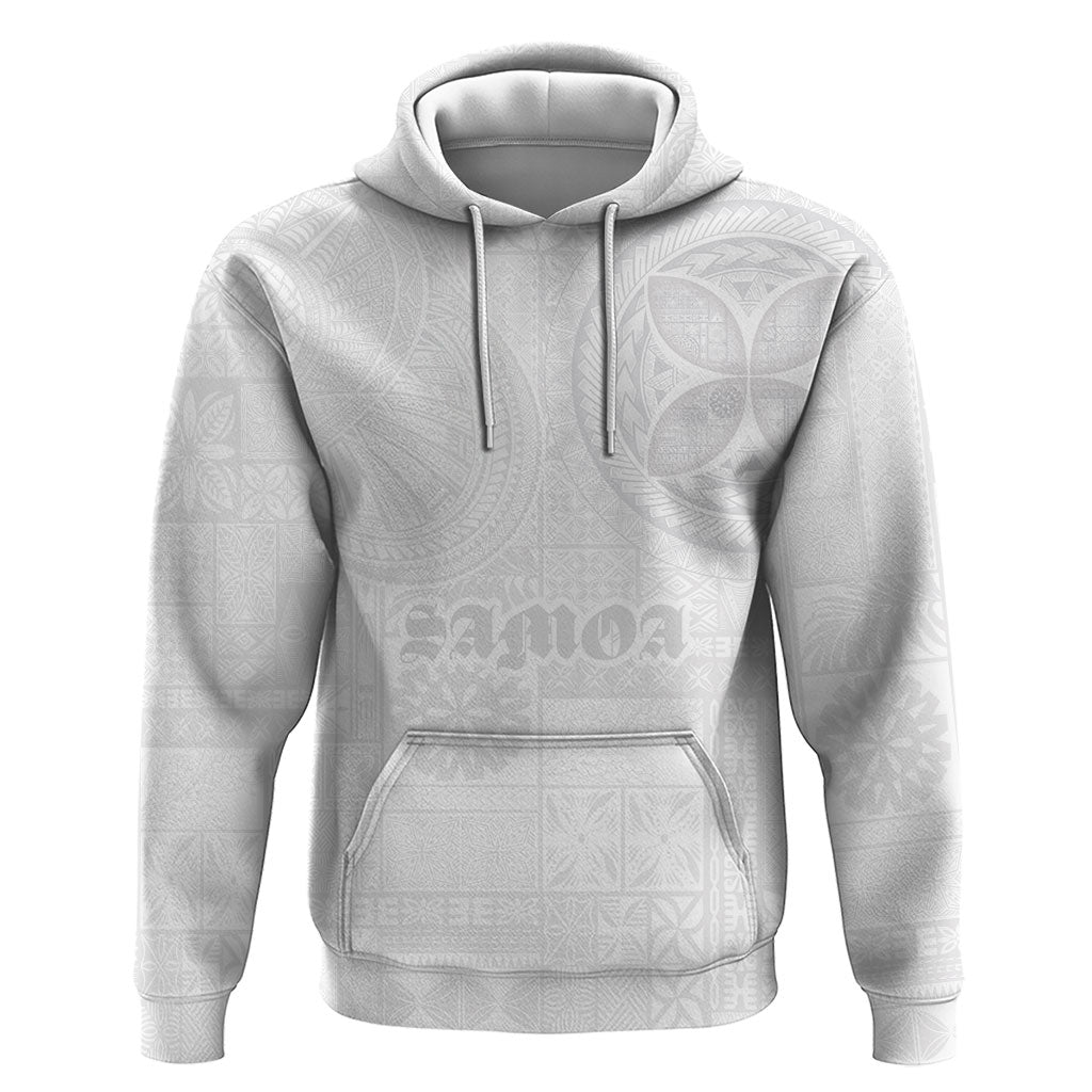 Samoa Lotu Tamaiti Hoodie Tribal Tatau with Siapo Pattern LT03 Pullover Hoodie White - Polynesian Pride