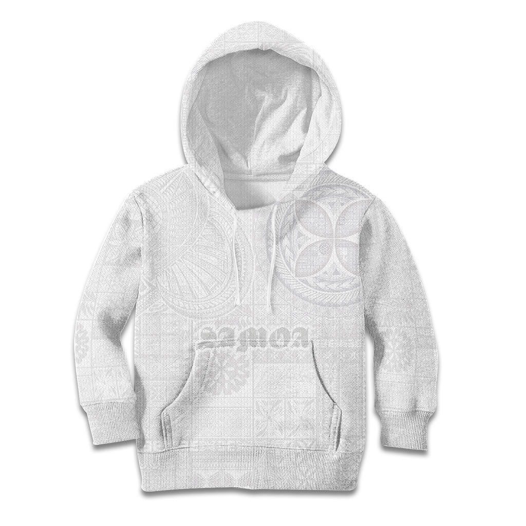 Samoa Lotu Tamaiti Kid Hoodie Tribal Tatau with Siapo Pattern LT03 Hoodie White - Polynesian Pride
