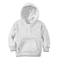 Samoa Lotu Tamaiti Kid Hoodie Tribal Tatau with Siapo Pattern LT03 Hoodie White - Polynesian Pride