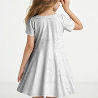 Samoa Lotu Tamaiti Kid Short Sleeve Dress Tribal Tatau with Siapo Pattern LT03 - Polynesian Pride
