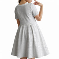 Samoa Lotu Tamaiti Kid Short Sleeve Dress Tribal Tatau with Siapo Pattern LT03 - Polynesian Pride