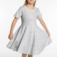 Samoa Lotu Tamaiti Kid Short Sleeve Dress Tribal Tatau with Siapo Pattern LT03 - Polynesian Pride