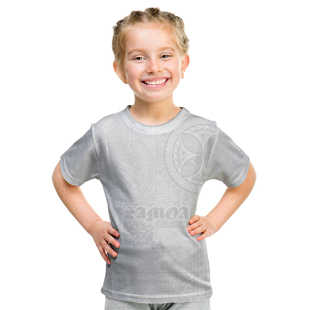 Samoa Lotu Tamaiti Kid T Shirt Tribal Tatau with Siapo Pattern LT03 White - Polynesian Pride