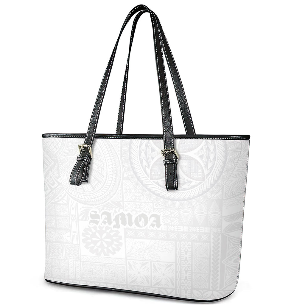 Samoa Lotu Tamaiti Leather Tote Bag Tribal Tatau with Siapo Pattern LT03 - Polynesian Pride
