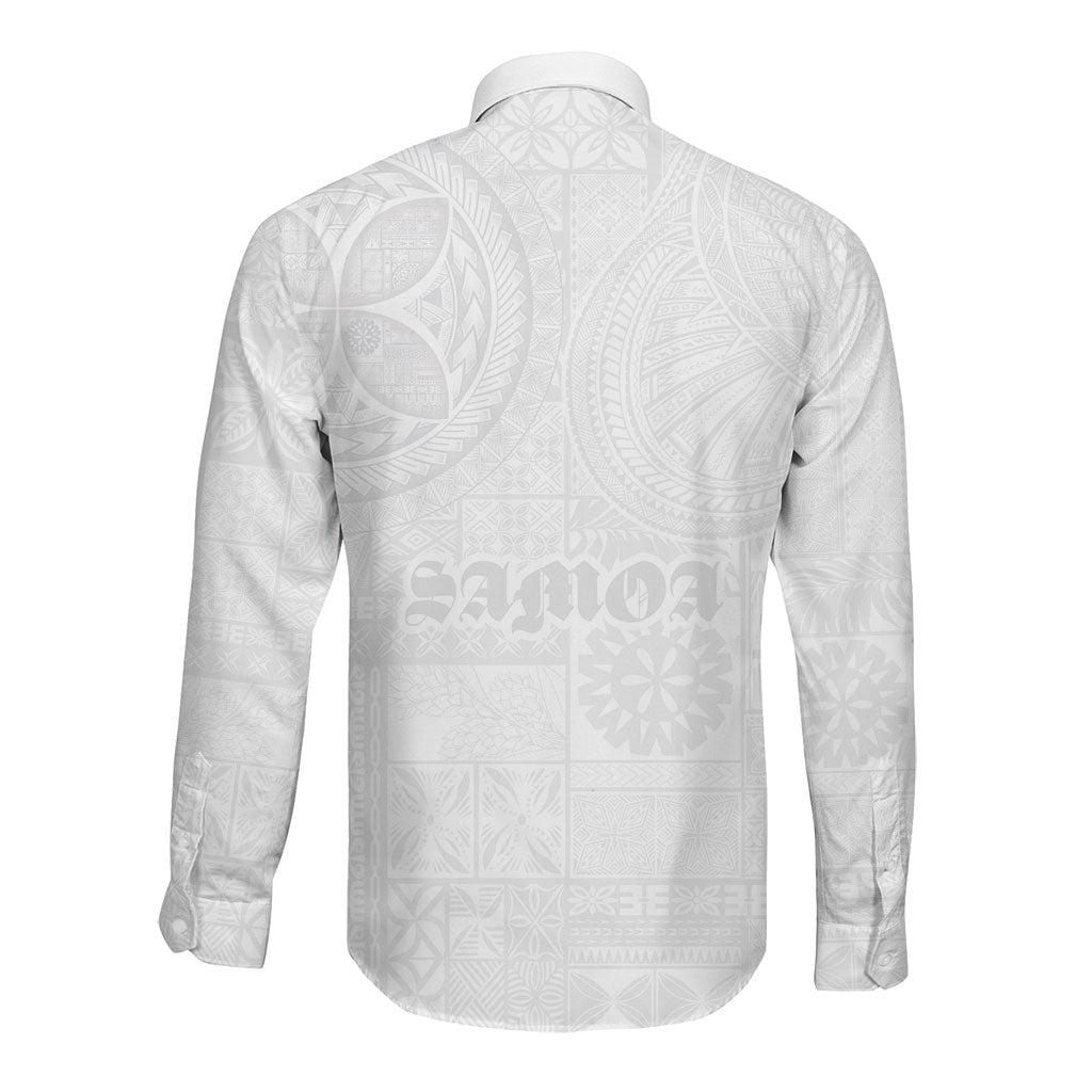 Samoa Lotu Tamaiti Long Sleeve Button Shirt Tribal Tatau with Siapo Pattern LT03 - Polynesian Pride