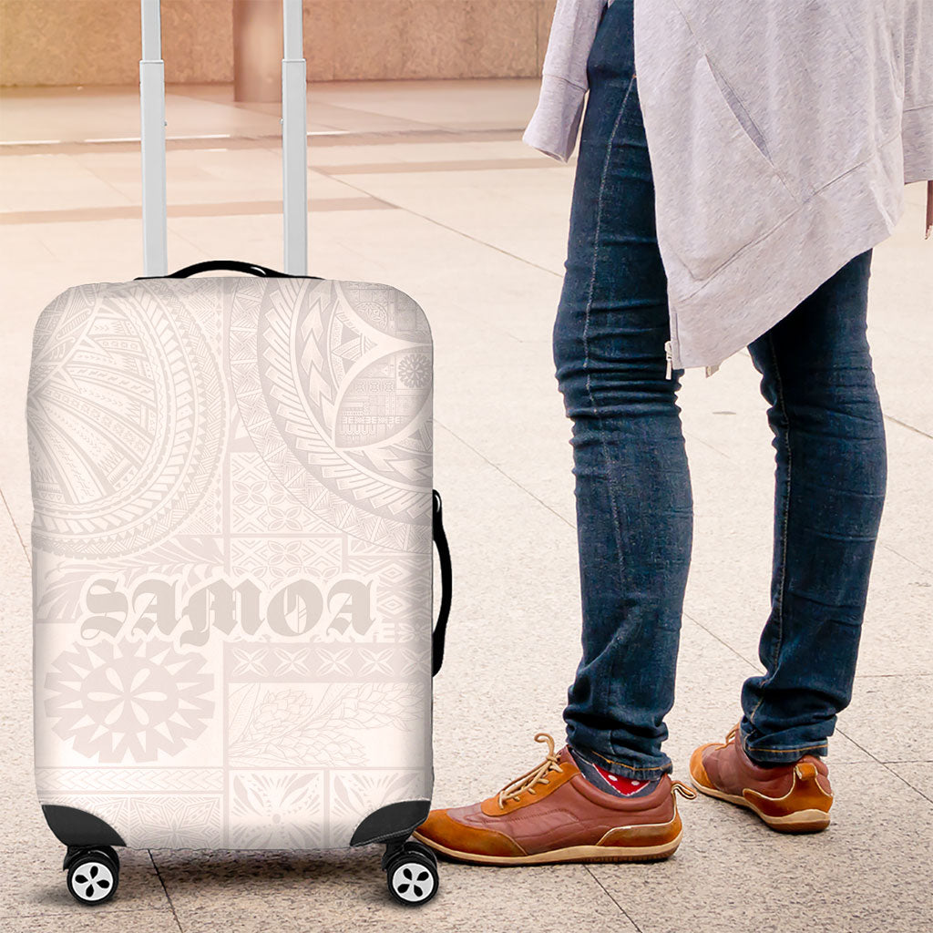 Samoa Lotu Tamaiti Luggage Cover Tribal Tatau with Siapo Pattern LT03 White - Polynesian Pride