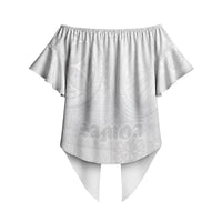 Samoa Lotu Tamaiti Off Shoulder Wrap Waist Top Tribal Tatau with Siapo Pattern LT03 - Polynesian Pride