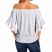 Samoa Lotu Tamaiti Off Shoulder Wrap Waist Top Tribal Tatau with Siapo Pattern LT03 - Polynesian Pride
