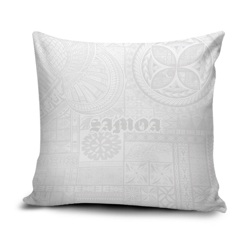 Samoa Lotu Tamaiti Pillow Cover Tribal Tatau with Siapo Pattern LT03 White - Polynesian Pride