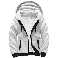 Samoa Lotu Tamaiti Sherpa Hoodie Tribal Tatau with Siapo Pattern LT03 Unisex White - Polynesian Pride