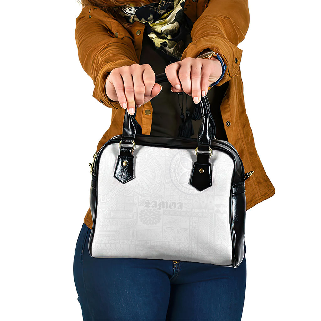 Samoa Lotu Tamaiti Shoulder Handbag Tribal Tatau with Siapo Pattern LT03 One Size White - Polynesian Pride