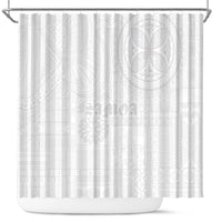 Samoa Lotu Tamaiti Shower Curtain Tribal Tatau with Siapo Pattern LT03 White - Polynesian Pride