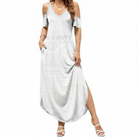 Samoa Lotu Tamaiti Summer Maxi Dress Tribal Tatau with Siapo Pattern LT03 Women White - Polynesian Pride