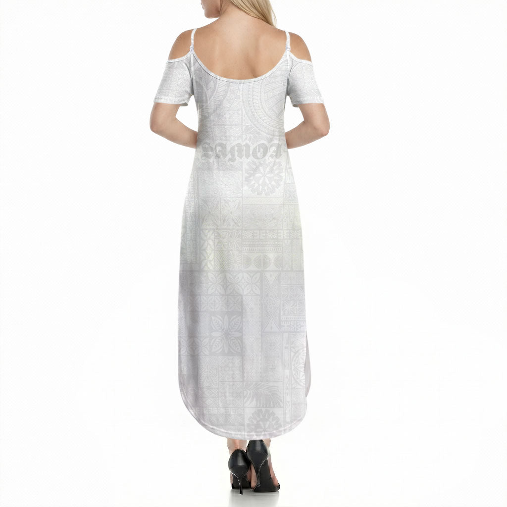 Samoa Lotu Tamaiti Summer Maxi Dress Tribal Tatau with Siapo Pattern LT03 - Polynesian Pride