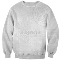 Samoa Lotu Tamaiti Sweatshirt Tribal Tatau with Siapo Pattern LT03 Unisex White - Polynesian Pride