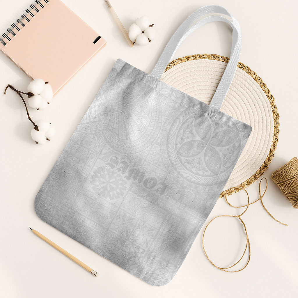 Samoa Lotu Tamaiti Tote Bag Tribal Tatau with Siapo Pattern LT03 White Strap One Size White - Polynesian Pride