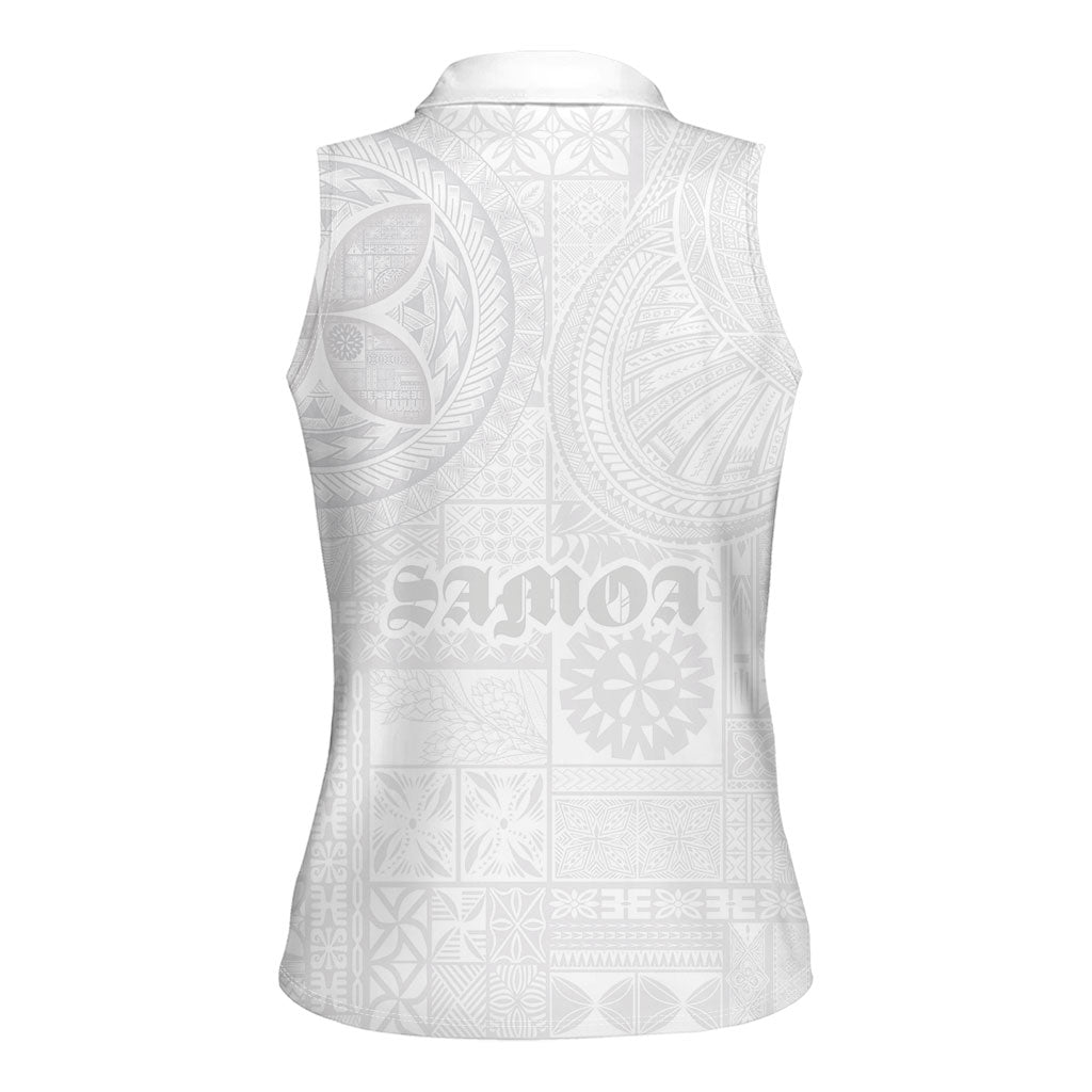 Samoa Lotu Tamaiti Women Sleeveless Polo Shirt Tribal Tatau with Siapo Pattern LT03 - Polynesian Pride