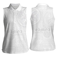 Samoa Lotu Tamaiti Women Sleeveless Polo Shirt Tribal Tatau with Siapo Pattern LT03 - Polynesian Pride