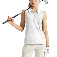 Samoa Lotu Tamaiti Women Sleeveless Polo Shirt Tribal Tatau with Siapo Pattern LT03 - Polynesian Pride