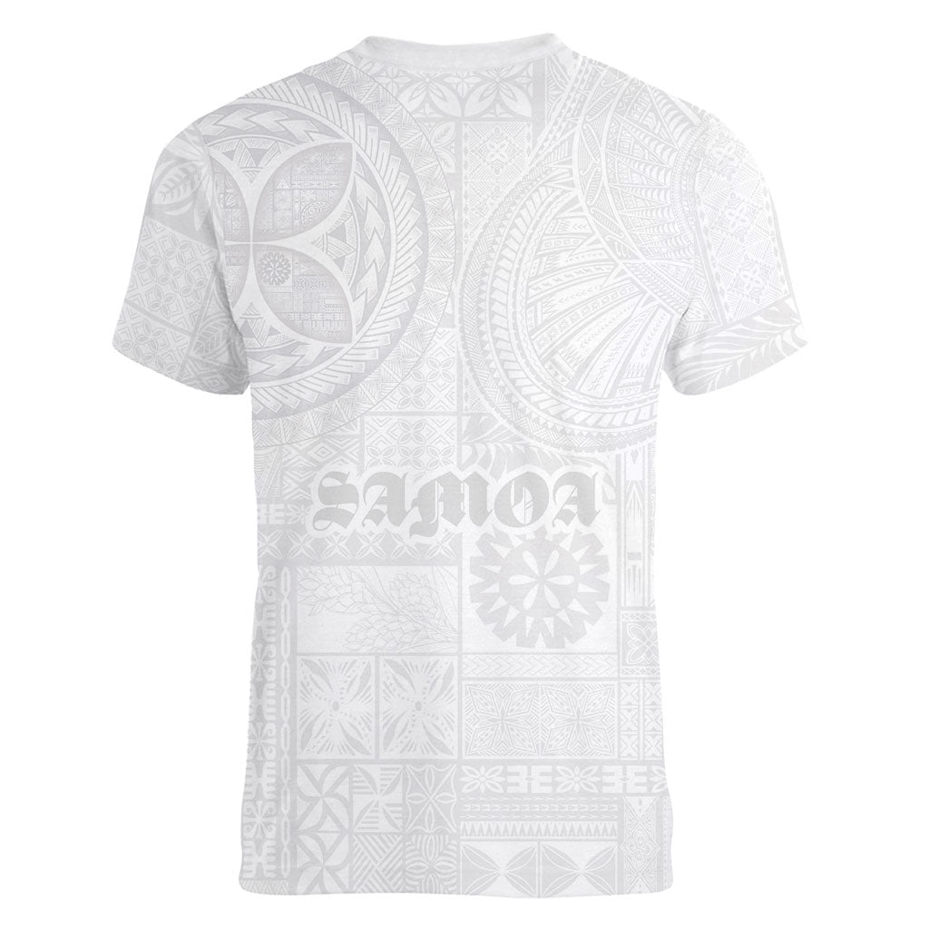 Samoa Lotu Tamaiti Women V-Neck T-Shirt Tribal Tatau with Siapo Pattern LT03 - Polynesian Pride