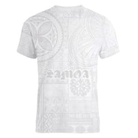 Samoa Lotu Tamaiti Women V-Neck T-Shirt Tribal Tatau with Siapo Pattern LT03 - Polynesian Pride