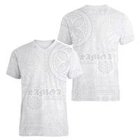 Samoa Lotu Tamaiti Women V-Neck T-Shirt Tribal Tatau with Siapo Pattern LT03 - Polynesian Pride