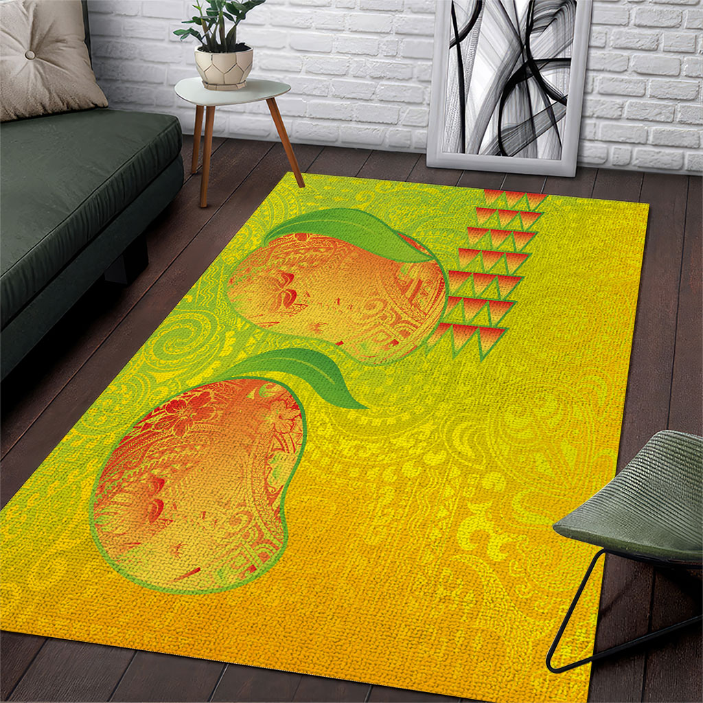 Hawaiian Mango Area Rug Polynesian Art Pattern and Kakau Tattoo LT03 Yellow - Polynesian Pride
