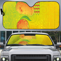Hawaiian Mango Auto Sun Shade Polynesian Art Pattern and Kakau Tattoo LT03 Yellow - Polynesian Pride