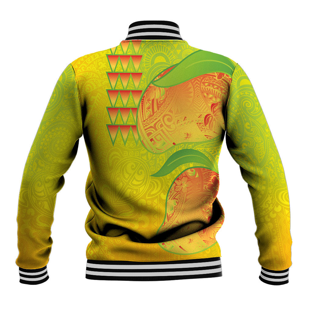 Hawaiian Mango Baseball Jacket Polynesian Art Pattern and Kakau Tattoo LT03 - Polynesian Pride